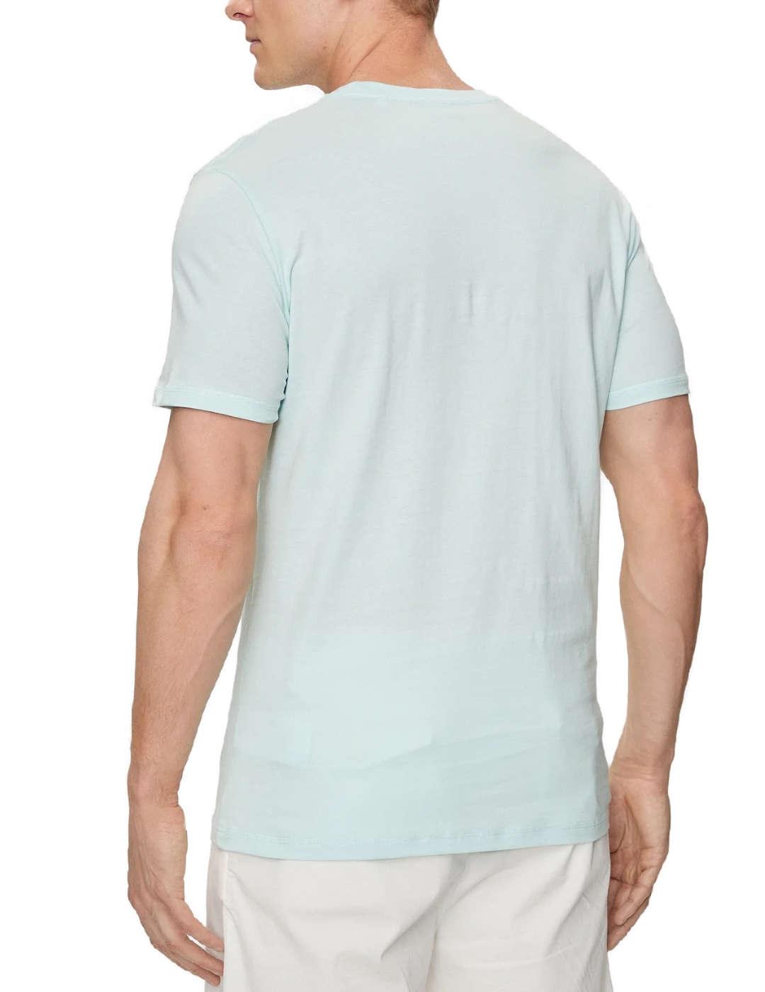 Camiseta Guess Multicolor celeste manga corta para hombre
