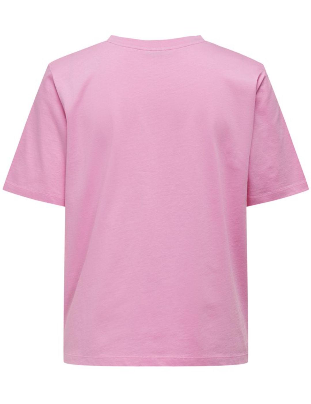 Camiseta Only rosa manga corta para mujer