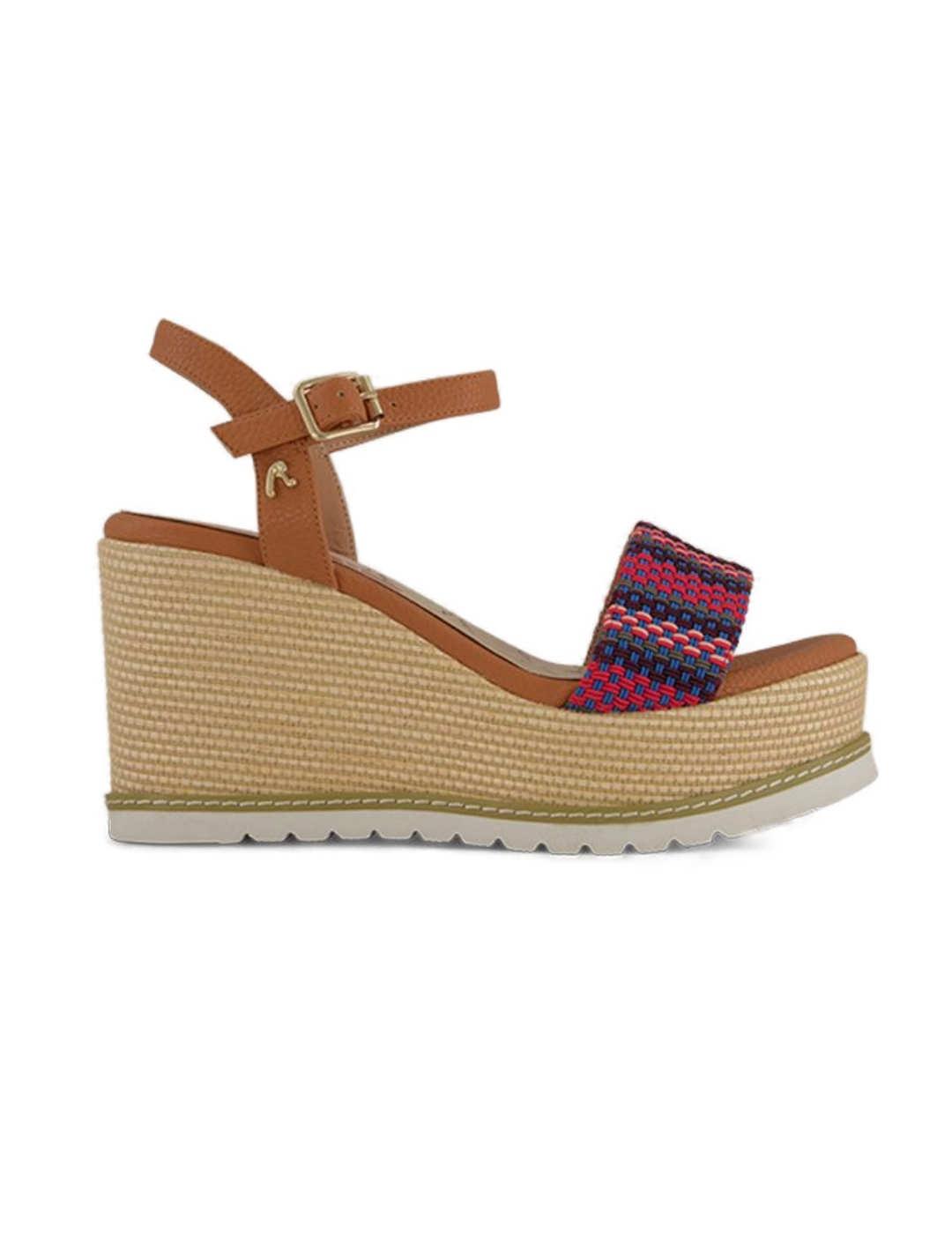 Cuña Replay Shady block camel de esparto para mujer