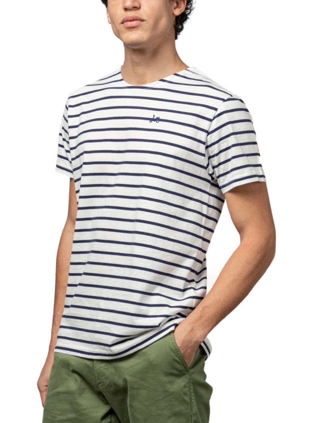 Camiseta Scotta Breton blanco con rayas para hombre