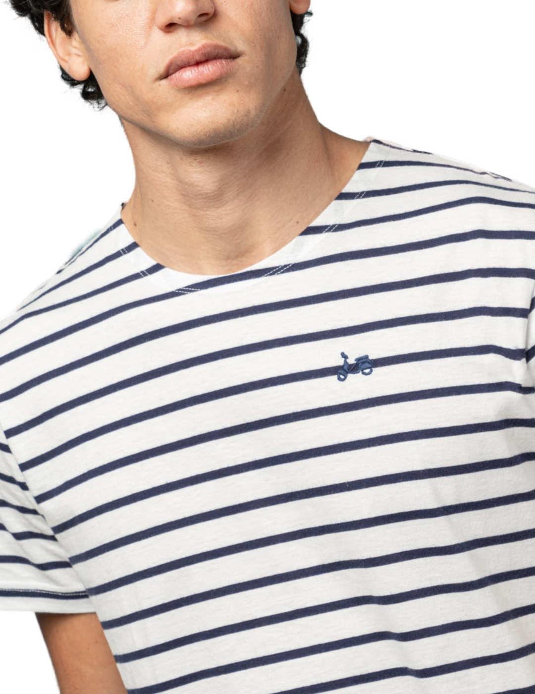 Camiseta Scotta Breton blanco con rayas para hombre