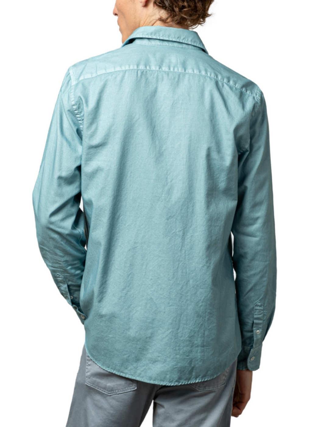 Camisa Scotta Linen azul grisaceo de lino para hombre