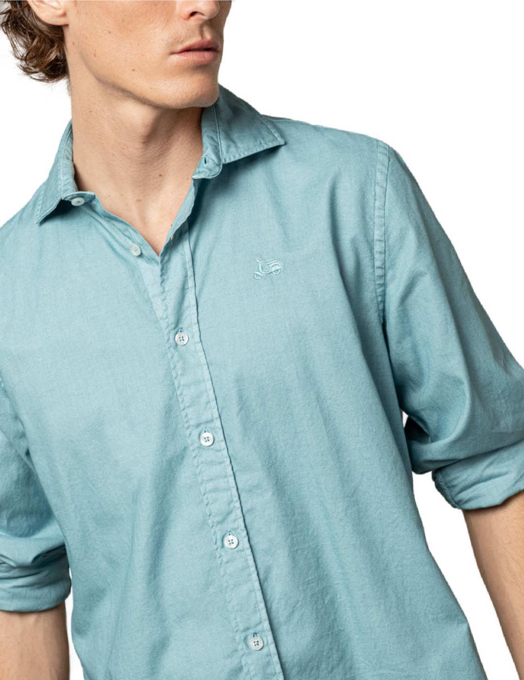 Camisa Scotta Linen azul grisaceo de lino para hombre
