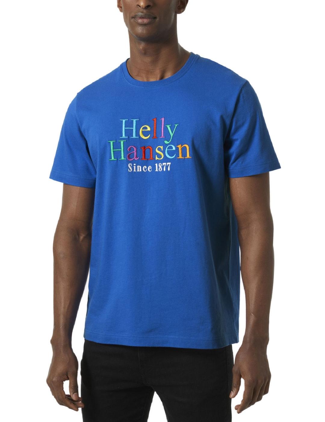 Camiseta Helly Hansen azulón logo colores manga corta hombre
