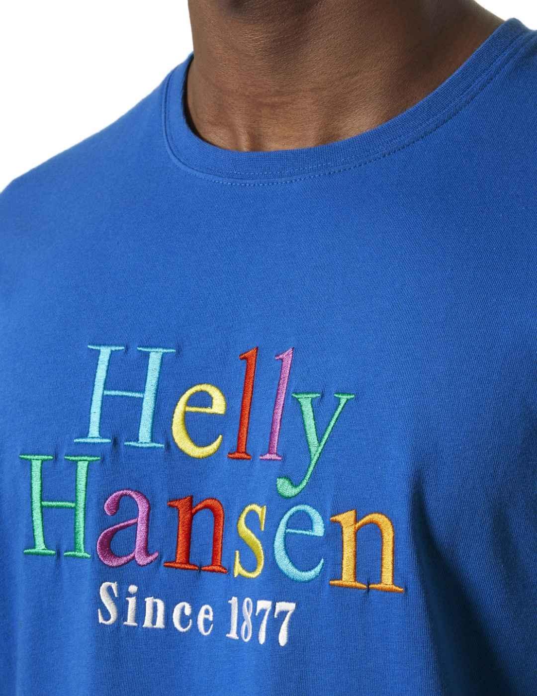 Camiseta Helly Hansen azulón logo colores manga corta hombre
