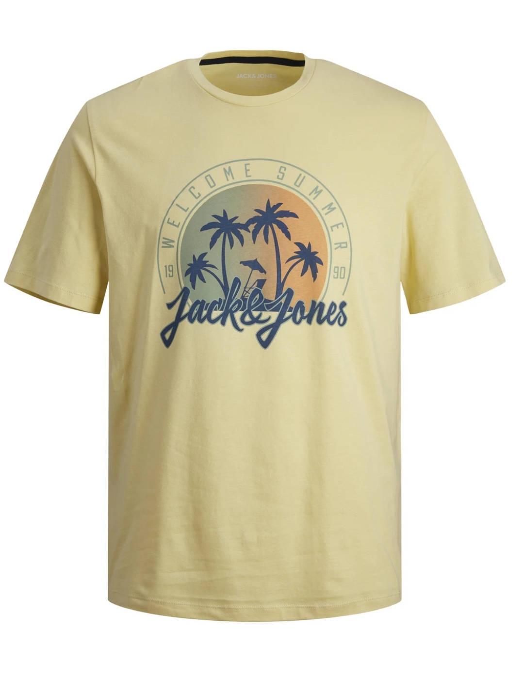 Camiseta Jack&Jones Summer amarillo manga corta para hombre