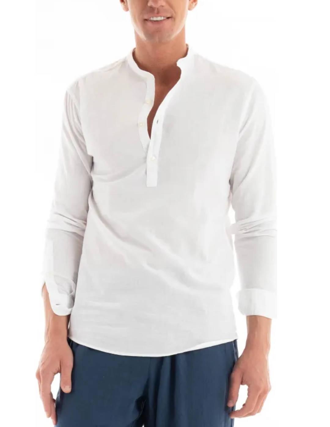 Camisa Jack&Jones Linen blanco manga larga para hombre