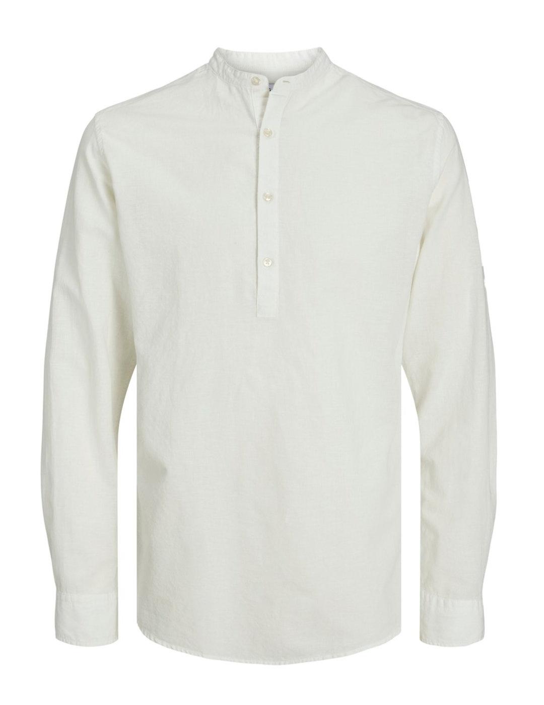 Camisa Jack&Jones Linen blanco manga larga para hombre