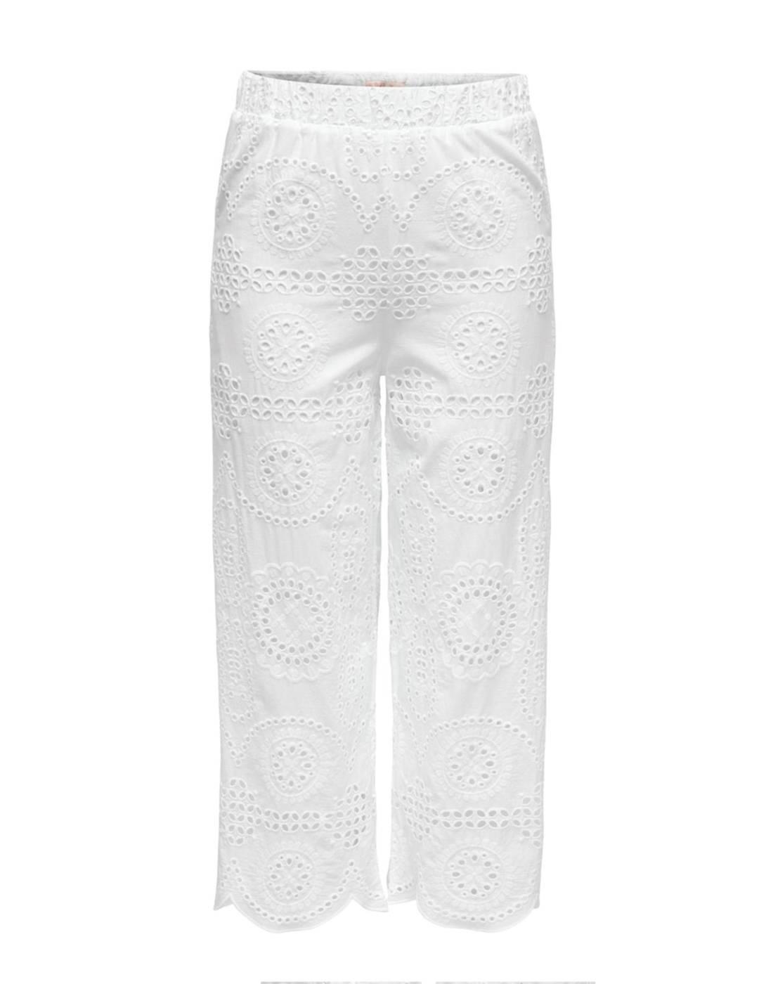 Pantalón crop Only Lila blanco troquelado de mujer