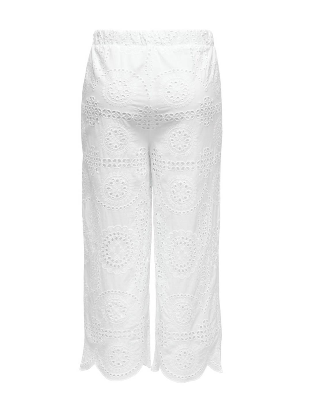 Pantalón crop Only Lila blanco troquelado de mujer