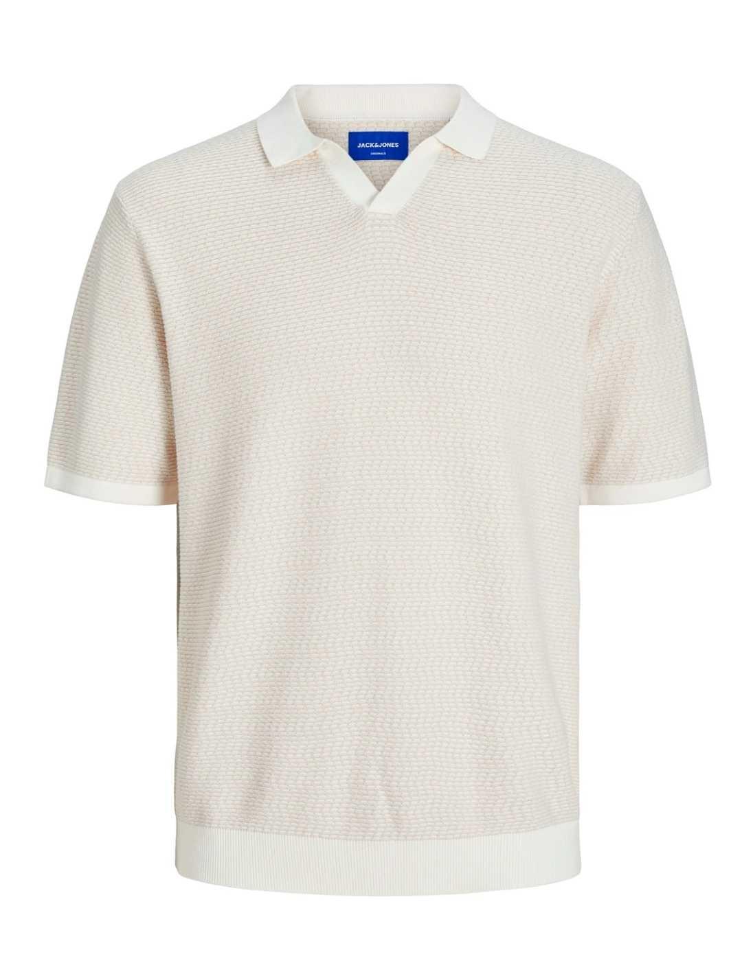 Polo Jack&Jones Mykonos beige punto manga corta para hombre