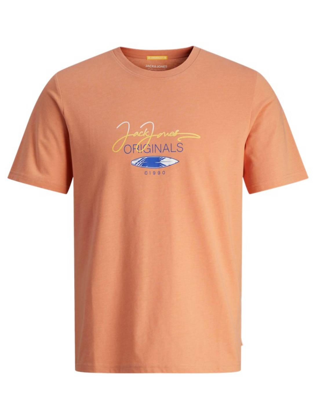 Camiseta Jack&Jones Casey naranja manga corta para hombre