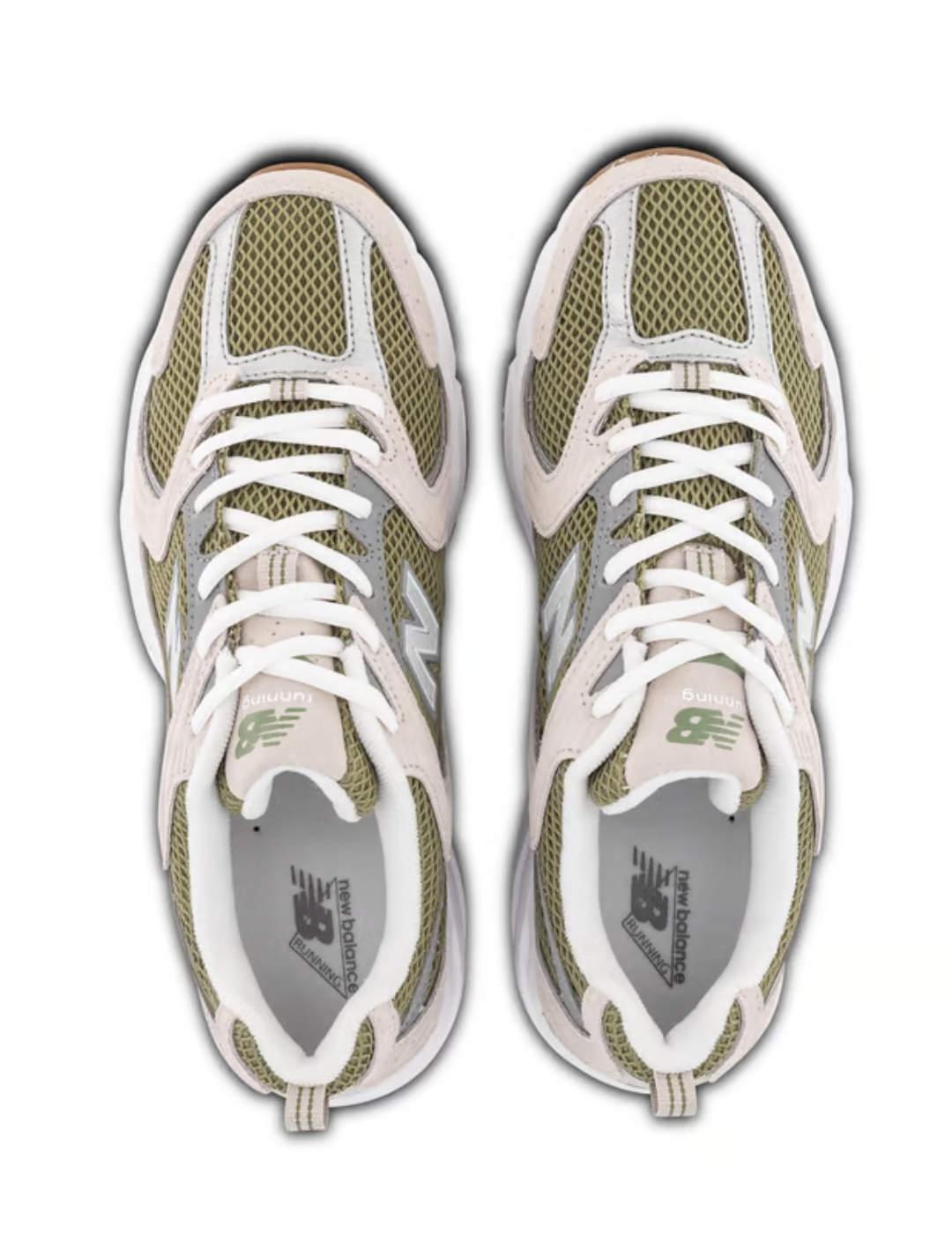 Zapatillas New Balance 530  blancas y verdes para hombre