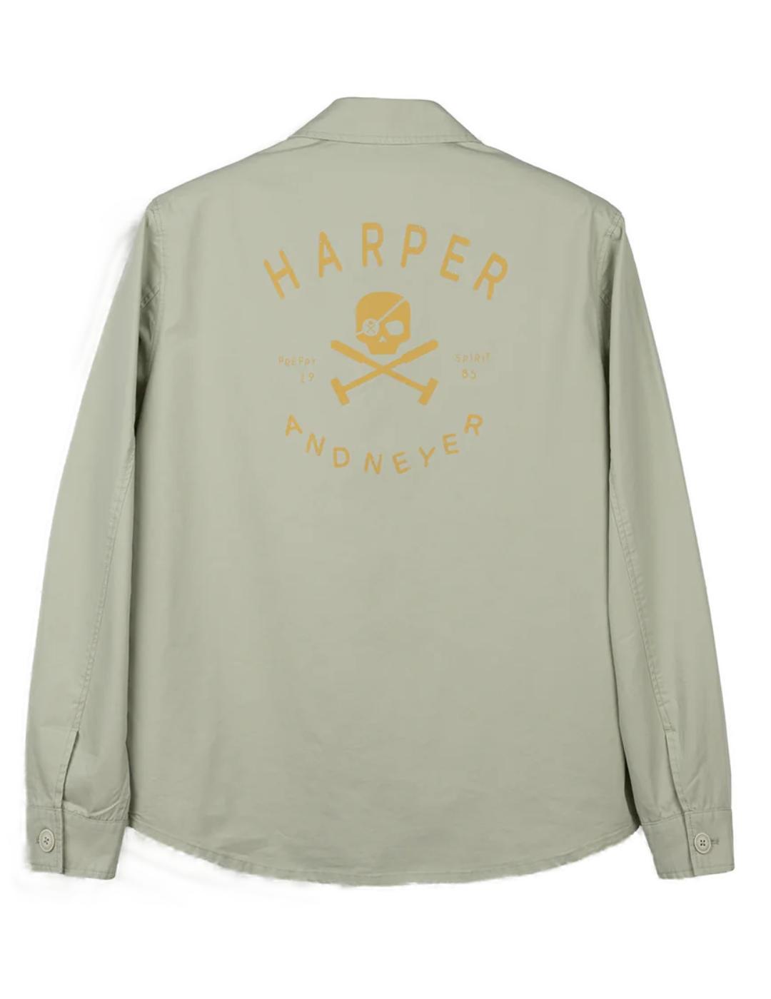 Sobrecamisa Harper Skull verde claro logotipo para hombre