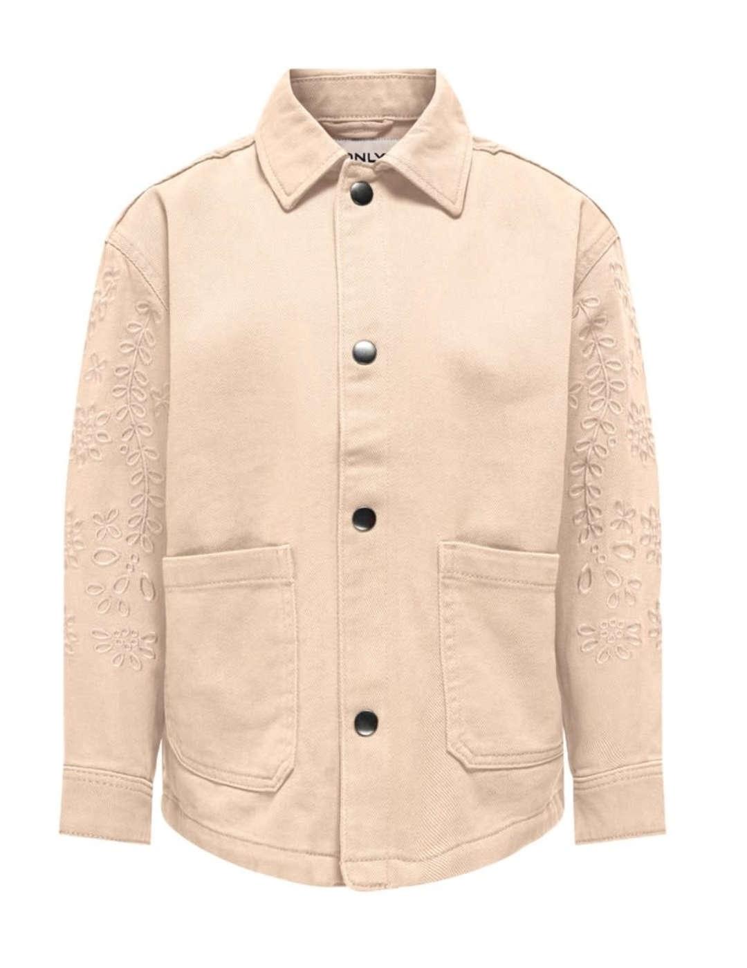 Sobrecamisa Only Kids Kate beige bordado para niña