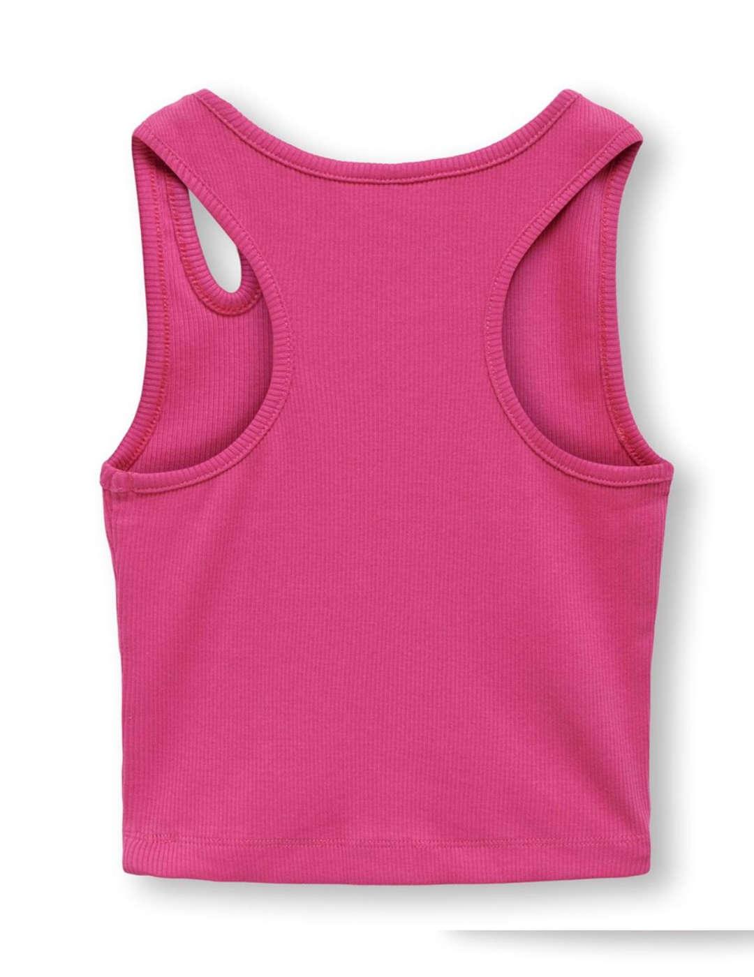 Camiseta tirantes Only Kids Messa rosa fucsia para niña