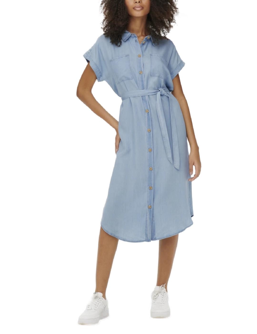 Vestido midi camisero Only Pema azul claro de mujer