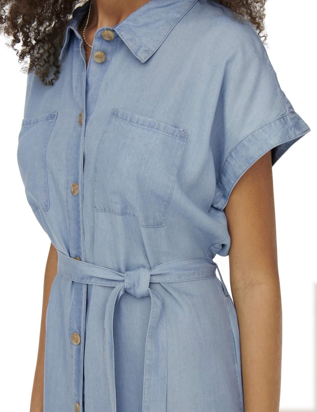 Vestido midi camisero Only Pema azul claro de mujer