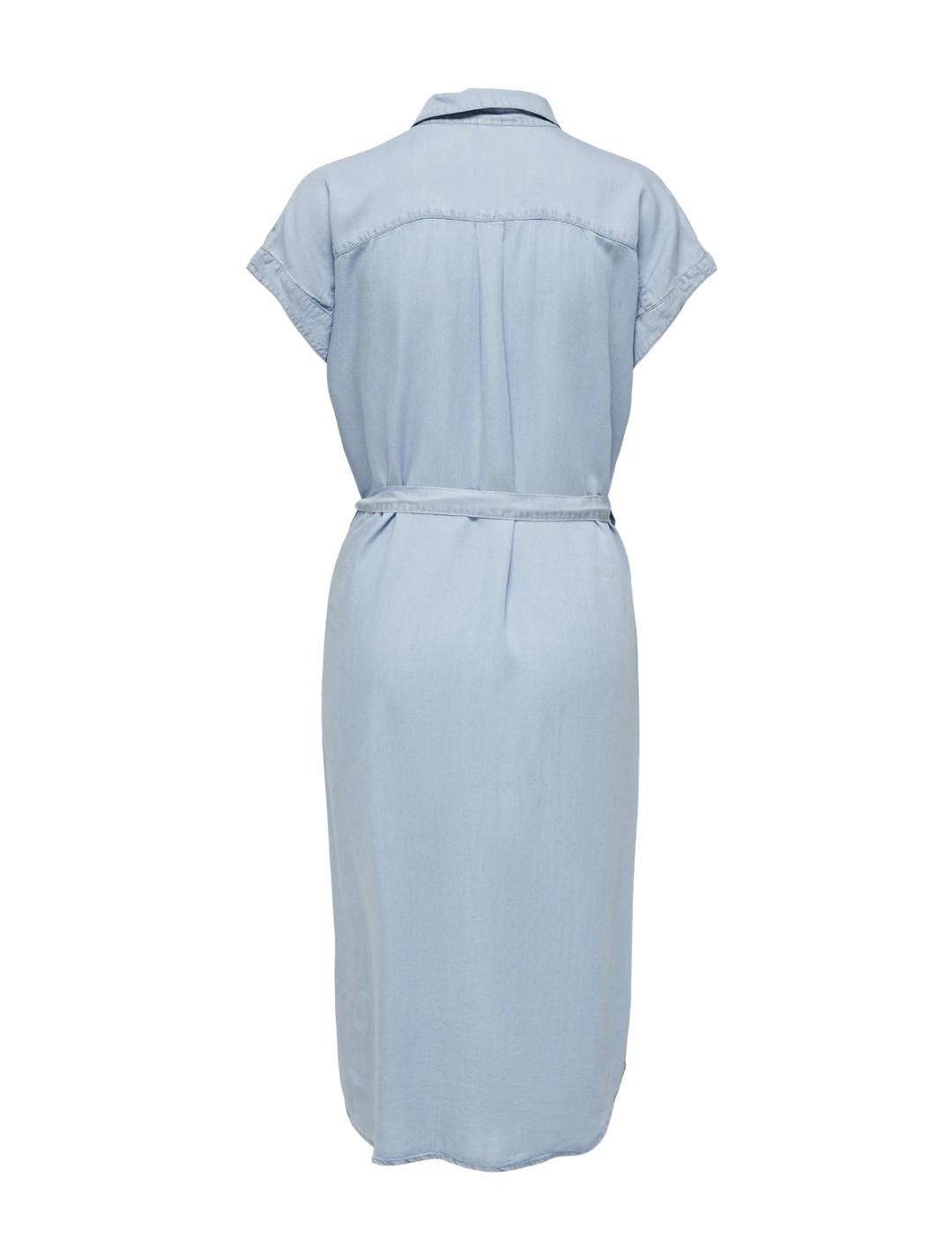 Vestido midi camisero Only Pema azul claro de mujer