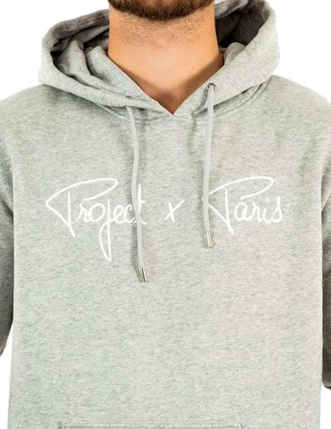 Sudadera ProjectxParis gris letras blancas capucha unisex