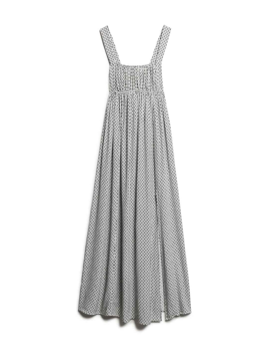 Vestido largo Superdry blanco estampado tirantes para mujer