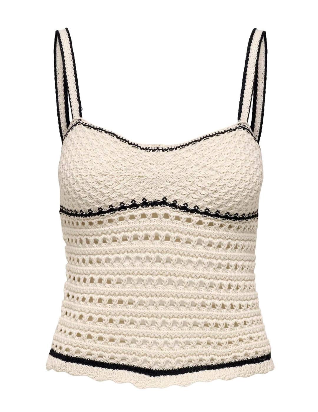 Top Only Minnie crochet blanco de tirantes para mujer