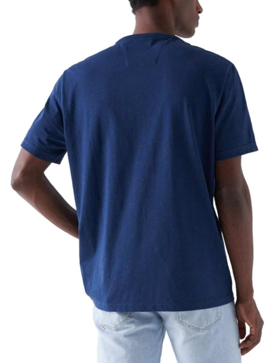 Camiseta Salsa azul logo blanco manga corta para hombre