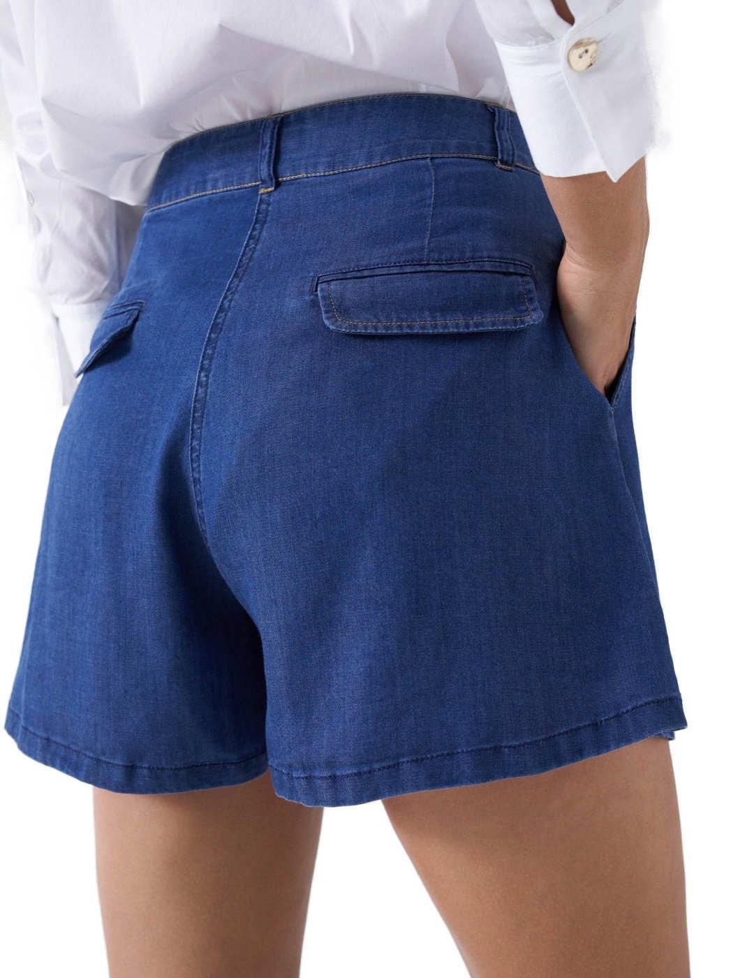 Short Salsa baggy azul denim fluído tiro alto para mujer