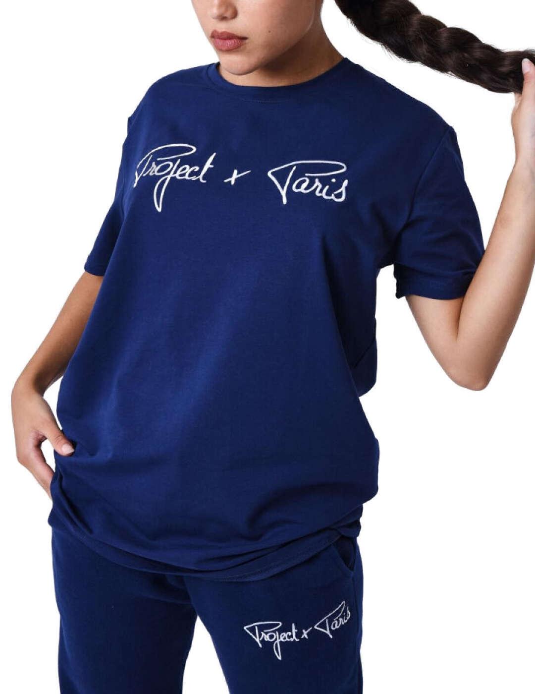 Camiseta ProjectxParis azul marino logo manga corta unisex
