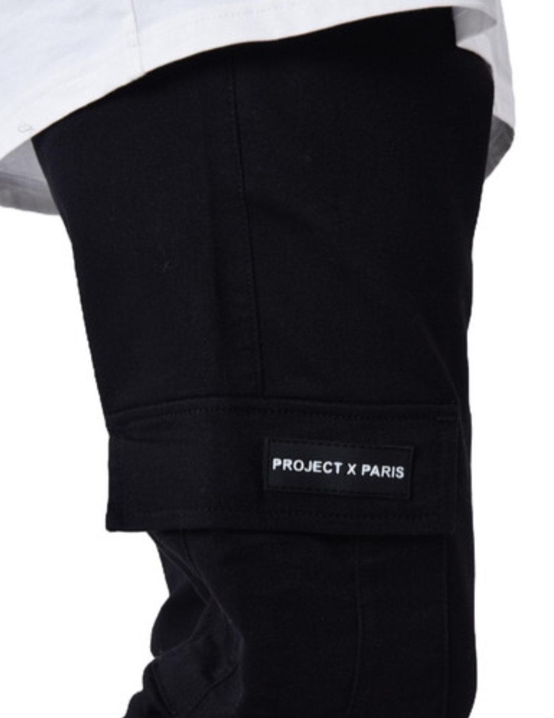 Pantalón cargo ProjectxParis negro Slim con puño para hombre