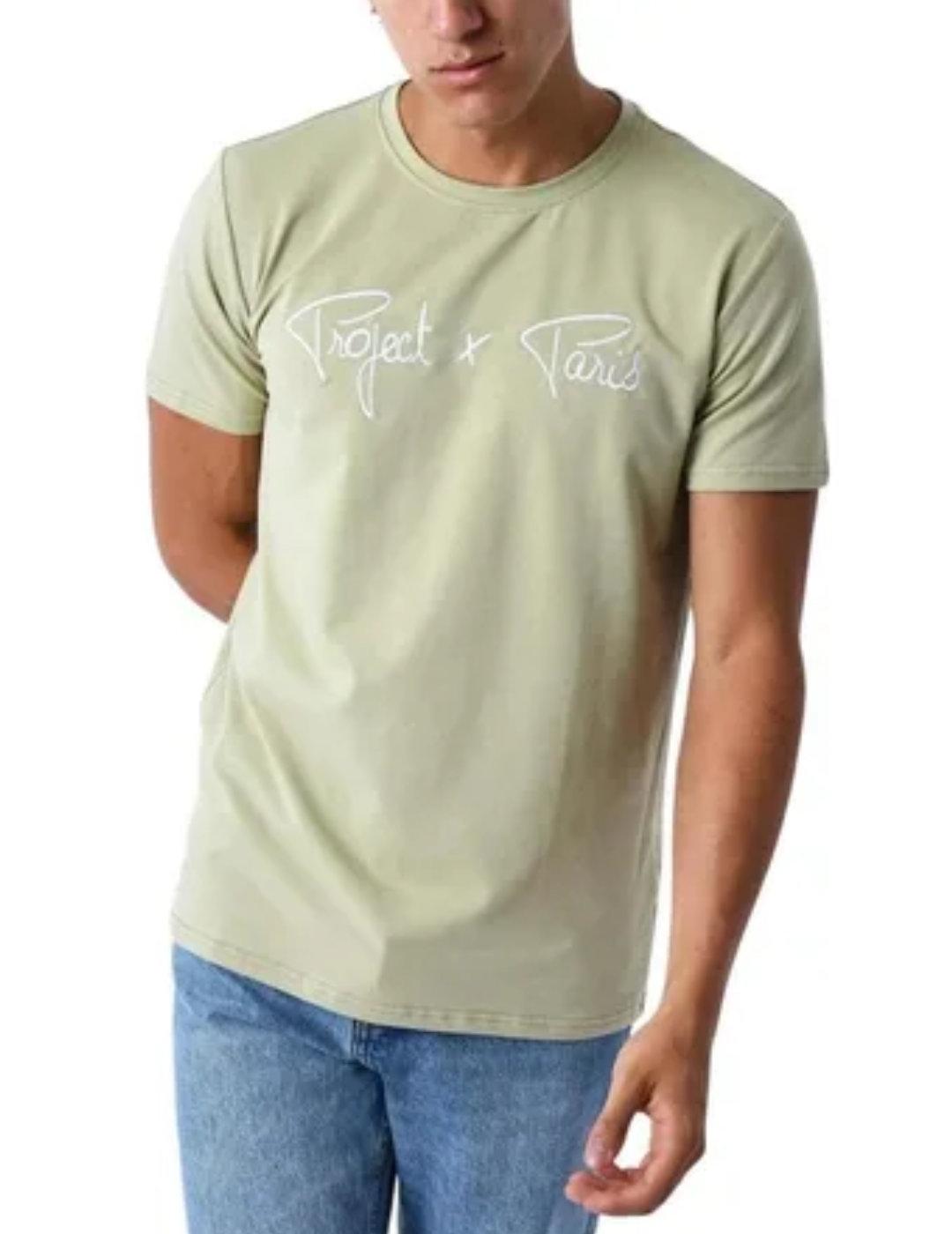 Camiseta ProjectxParis verde logo blanco manga corta unisex
