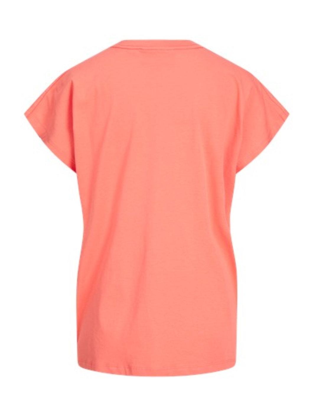 Camiseta JJXX Astrid coral manga corta para mujer