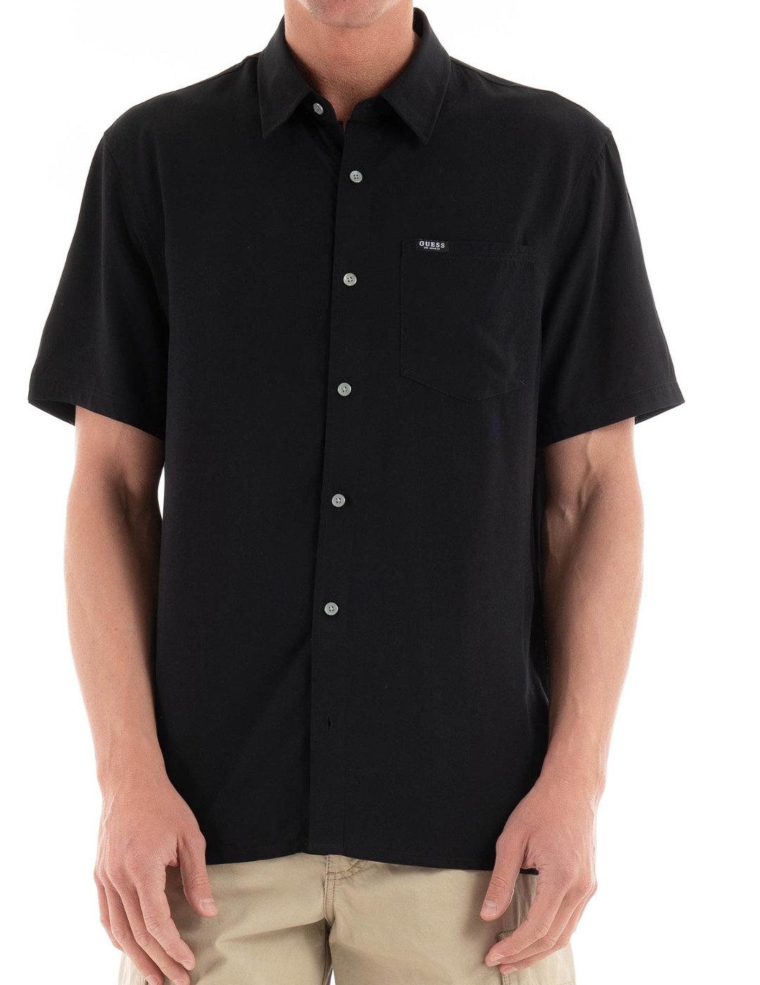 Camisa Guess Collin negra manga corta para hombre