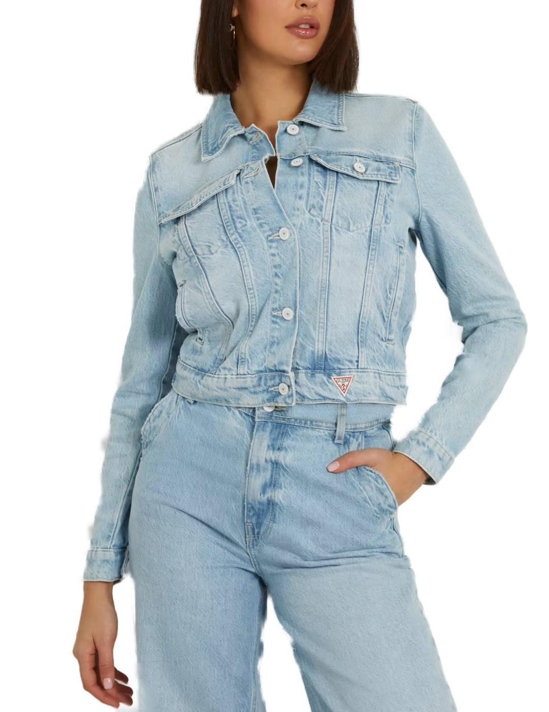 Chaqueta vaquera Guess Doria denim azul claro para mujer