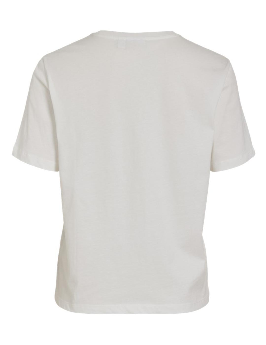Camiseta Vila Bil blanca letras verdes manga corta de mujer