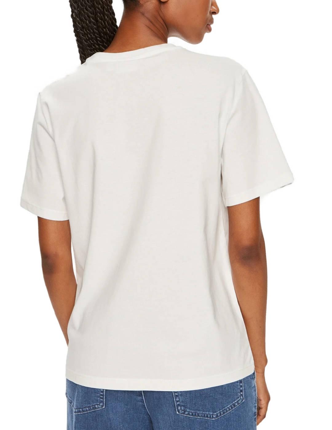 Camiseta Vila Bil blanca letra Orange manga corta de mujer