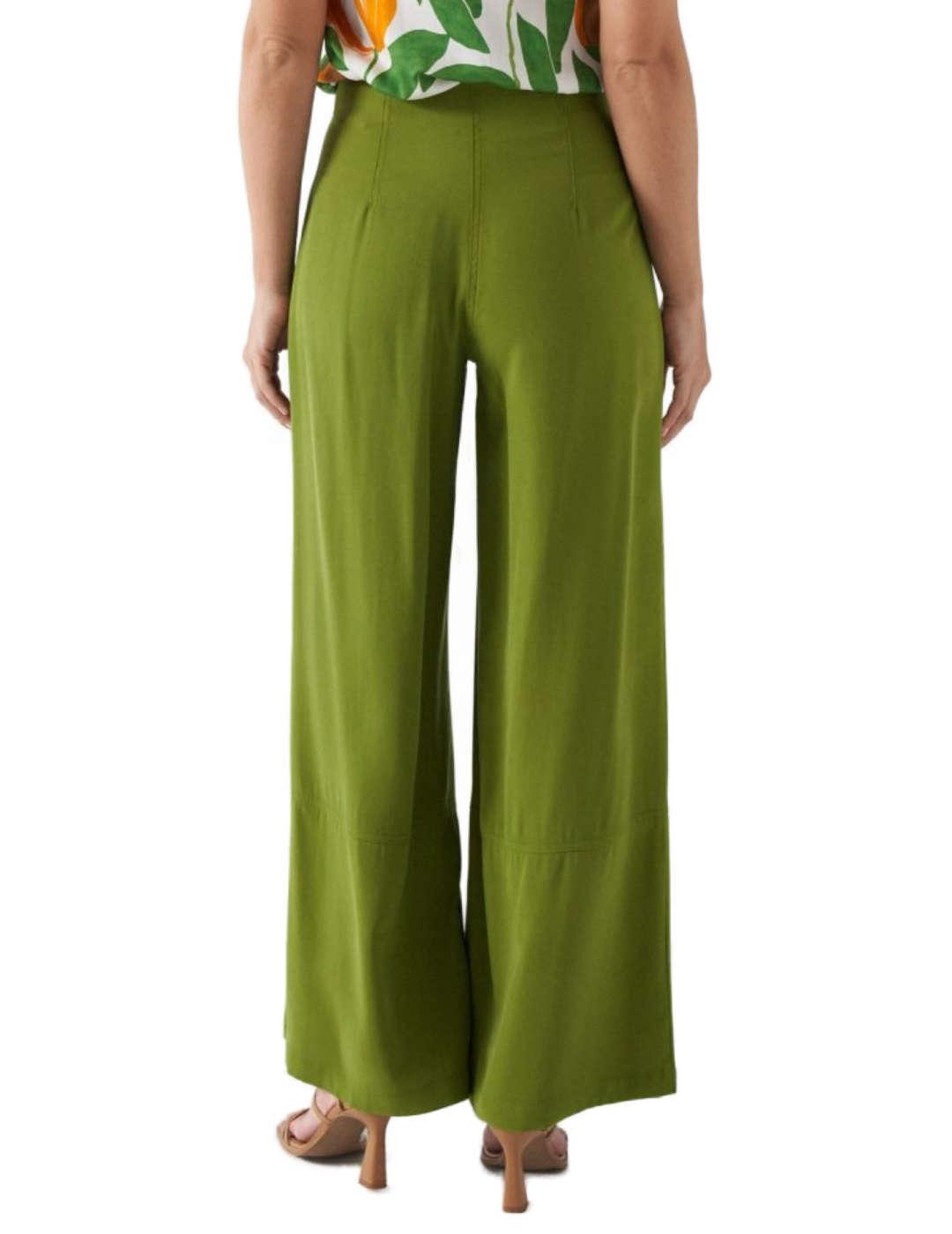 Pantalón Salsa palazzo verde de tela para mujer