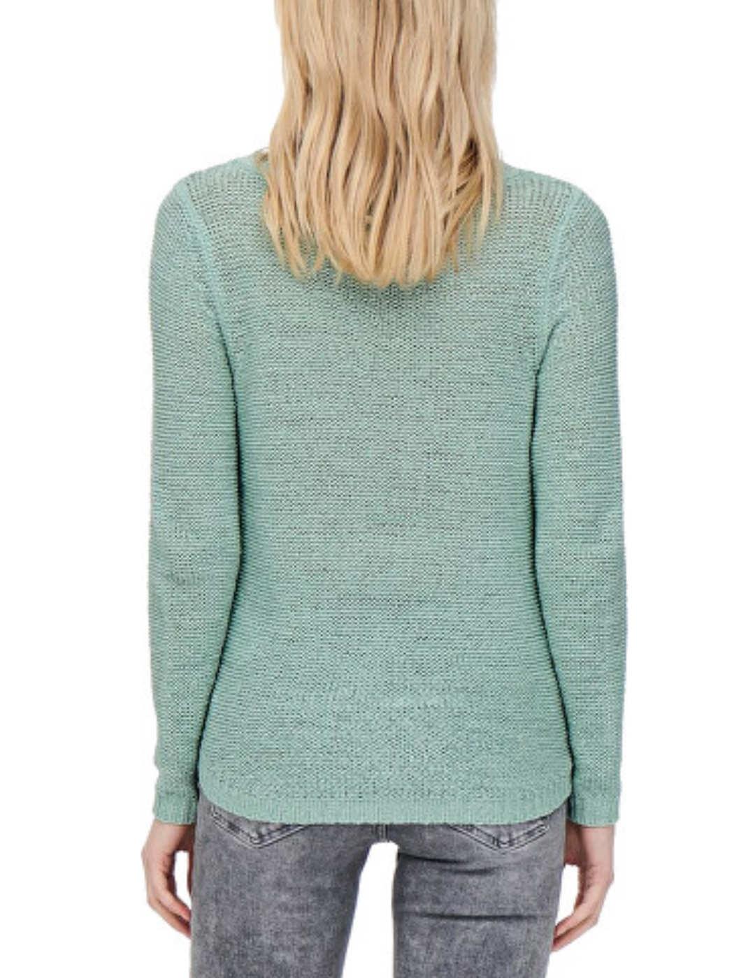 Jersey Only Geena verde agua calado cuello redondo de mujer