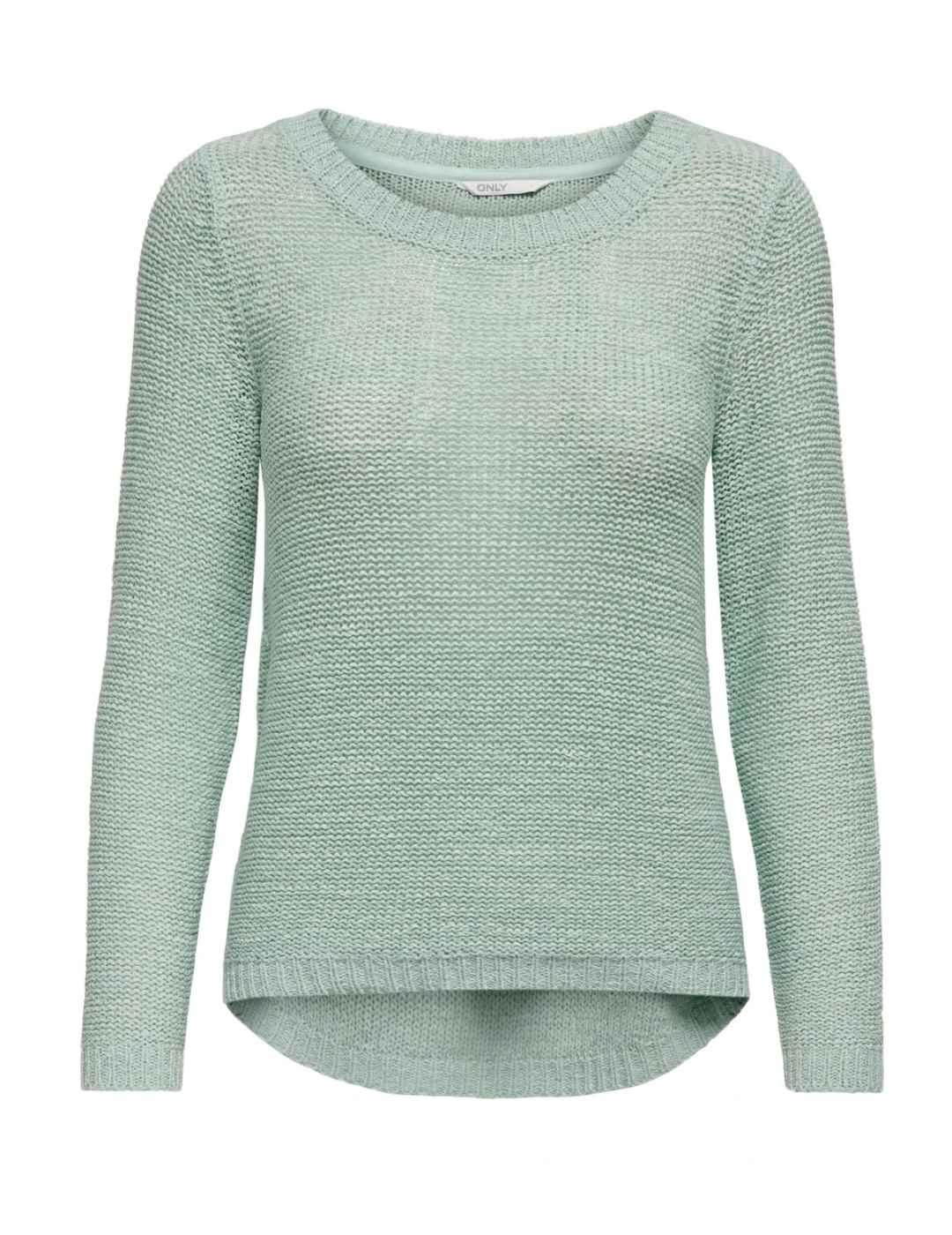 Jersey Only Geena verde agua calado cuello redondo de mujer