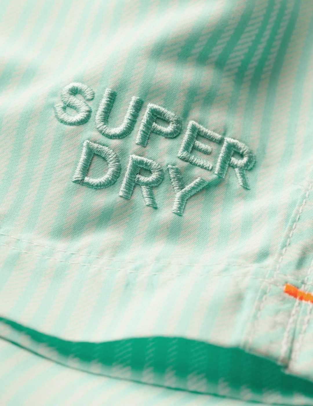 Bañador Superdry verde rayas blancas para hombre