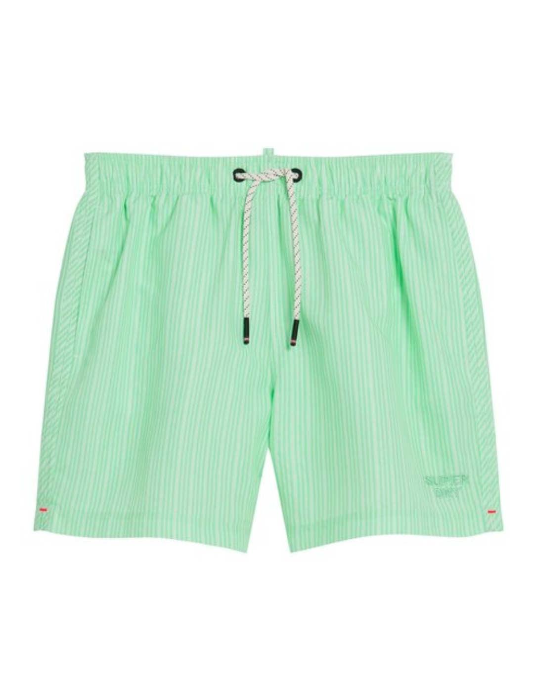 Bañador Superdry verde rayas blancas para hombre