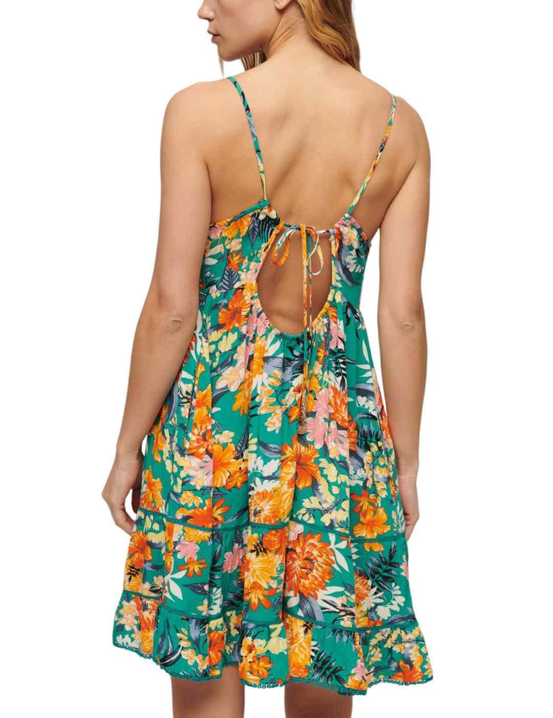 Vestido Superdry flores corto de tirantes para mujer