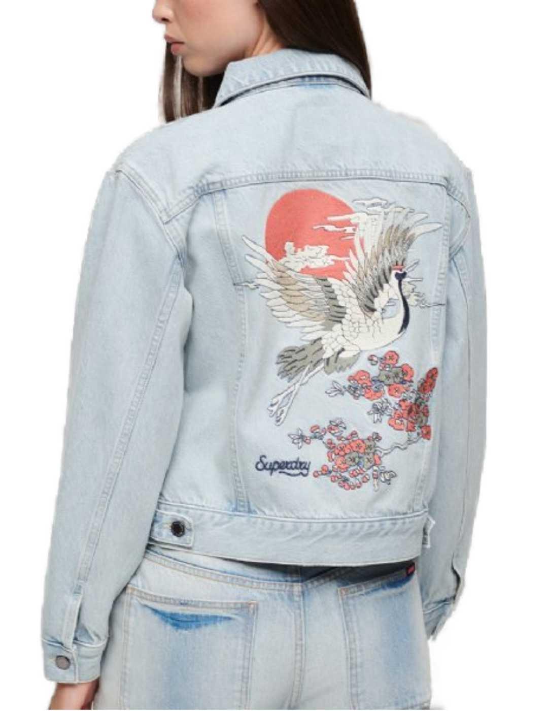 Chaqueta Superdry Denim azul parches para mujer