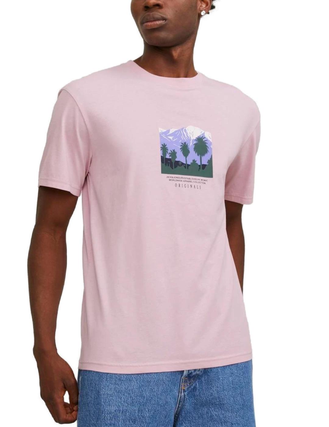 Camiseta Jack&Jones Lucca rosa manga corta para hombre