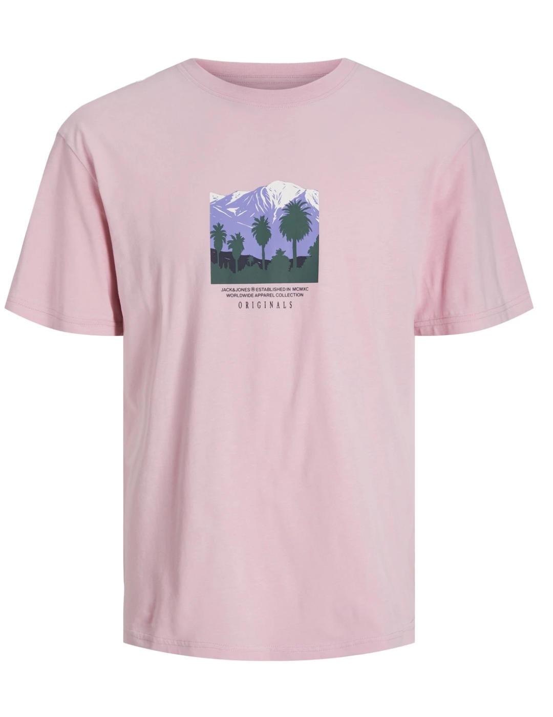Camiseta Jack&Jones Lucca rosa manga corta para hombre