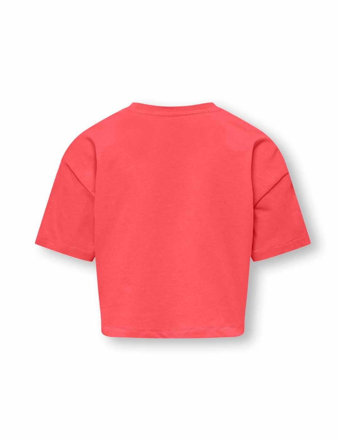 Camiseta crop Only Kids Olivia coral manga corta para niña