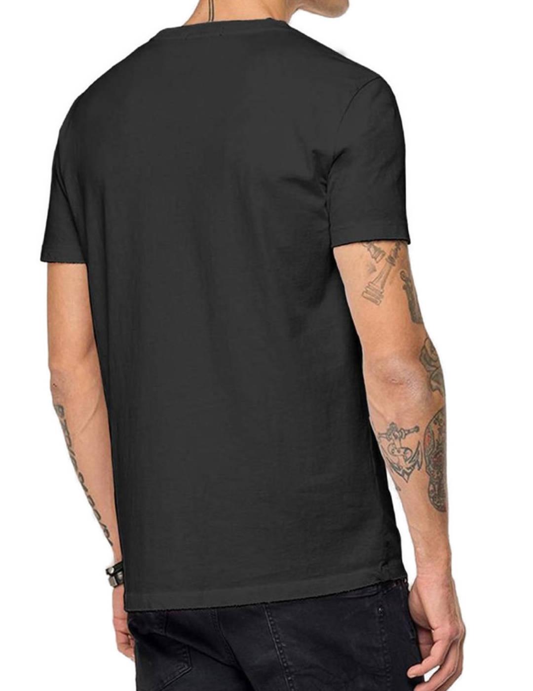 Camiseta Replay negra palmeras manga corta para hombre