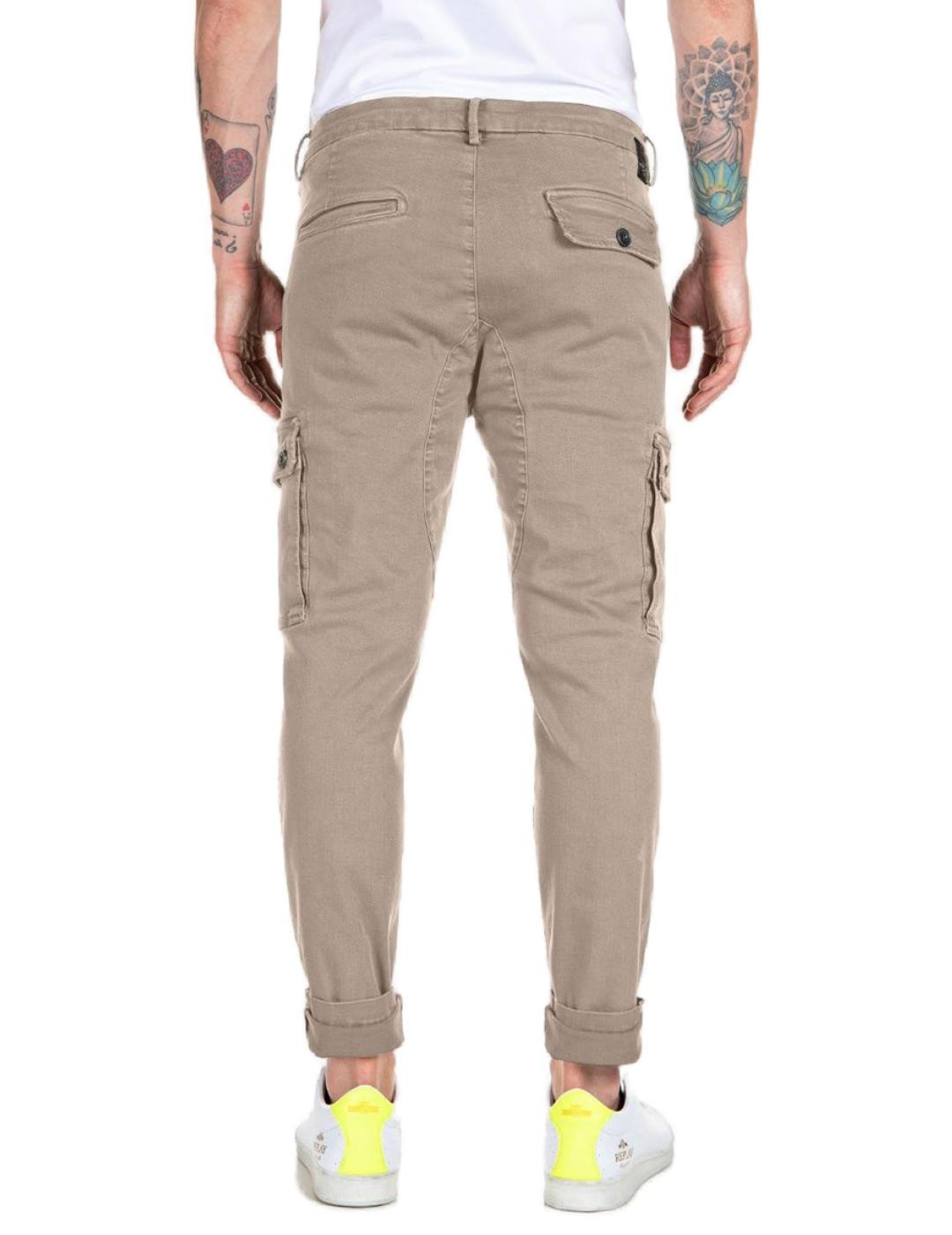 Pantalón Replay Jaan beige cargo slim fit para hombre