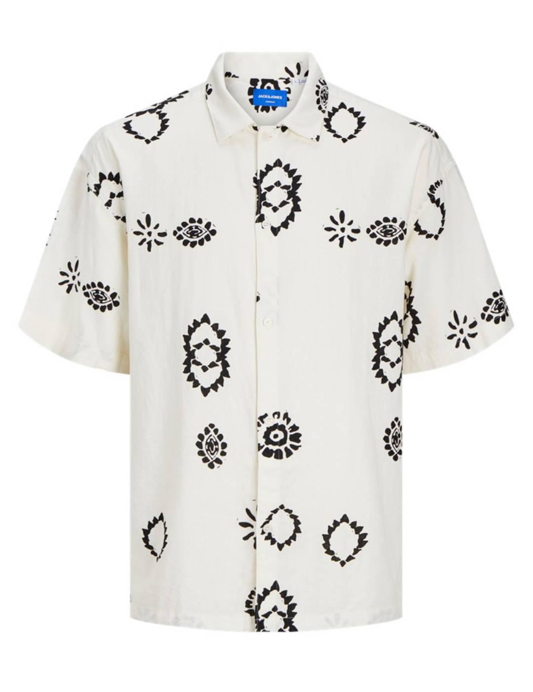 Camisa Jack&Jones Noto beige estampado manga corta hombre