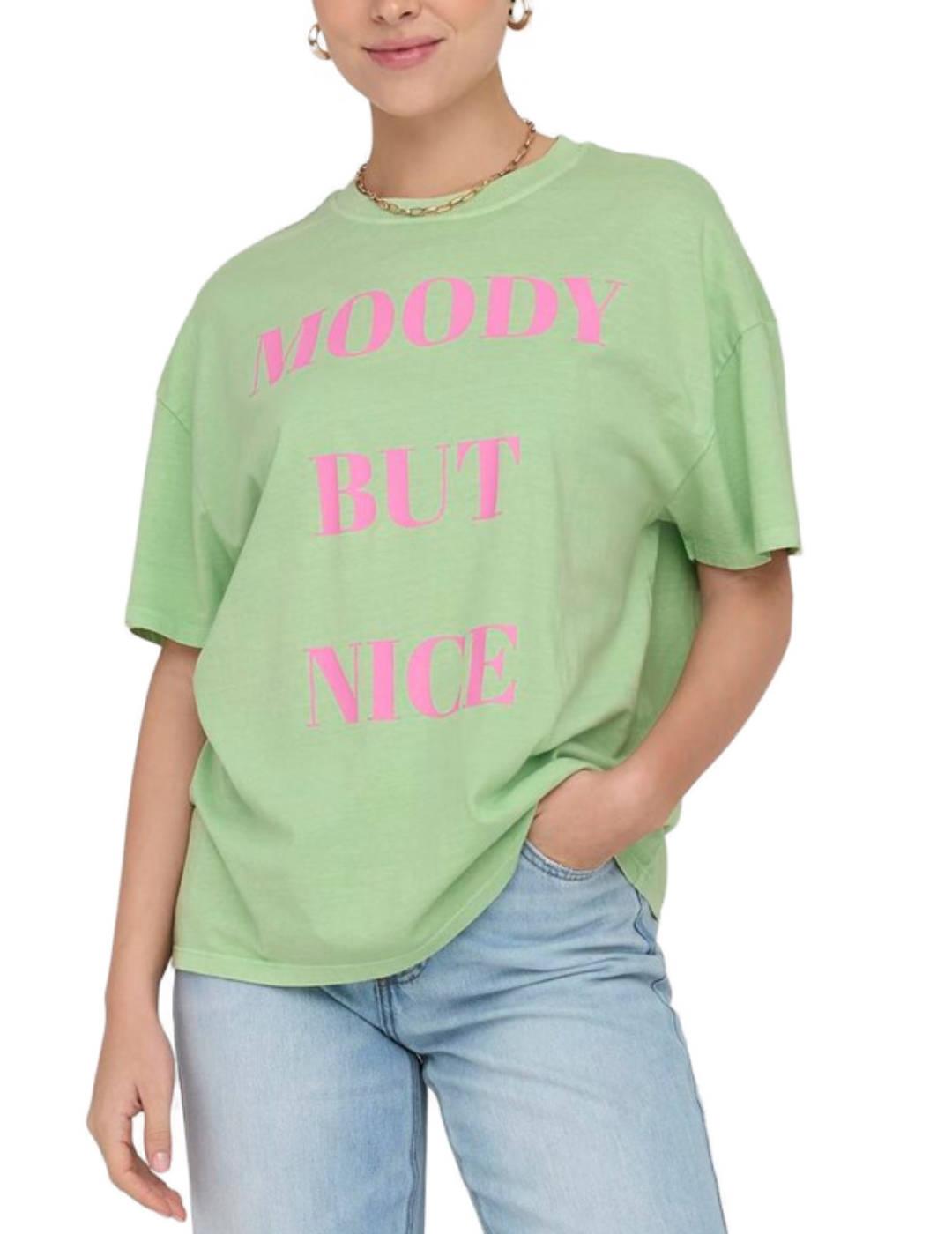 Camiseta Only Rilly verde claro manga corta para mujer